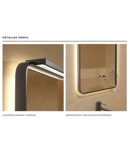 Espejo led black gun metal 100 x 50 Ledimex Palermo