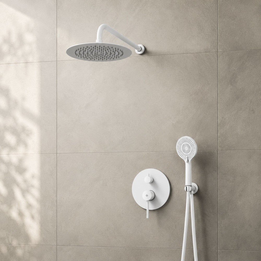 Ducha empotrada blanca mate modelo Sirio | Mamparas Blau