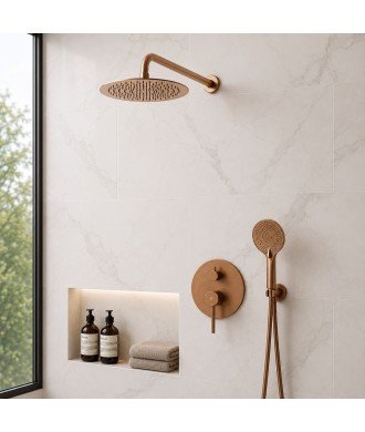 Ducha empotrada cobre cepillado de pared Sirio IO