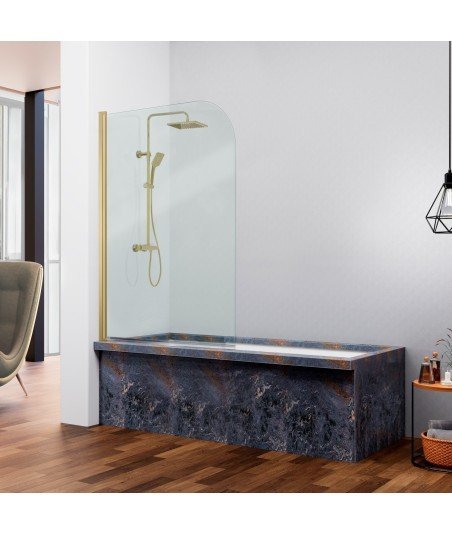 Mampara de bañera con puerta abatible oro cepillado Rita