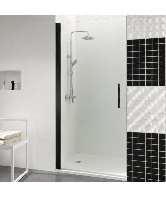 Mampara negra de ducha con 1 puerta abatible | Open A Black
