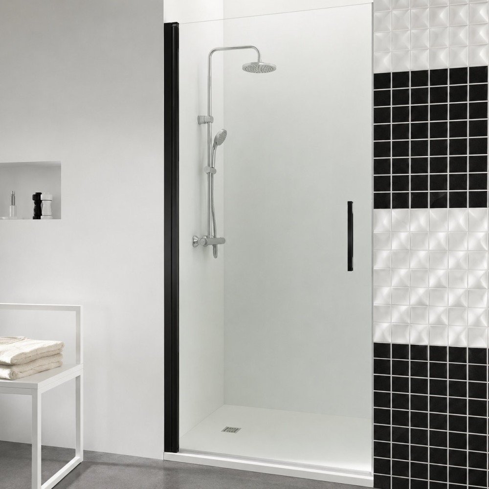 Mampara negra de ducha con 1 puerta abatible | Open A Black