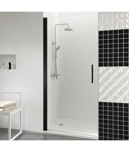 Mampara negra de ducha con 1 puerta abatible | Open A Black