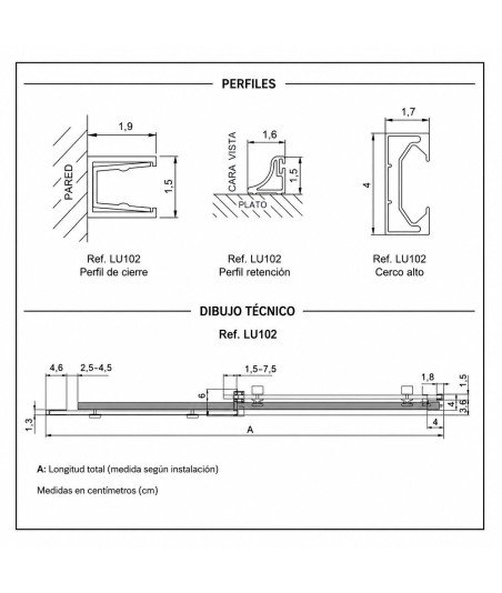 Mampara frontal fijo más una corredera de 8 mm | Luna LU102