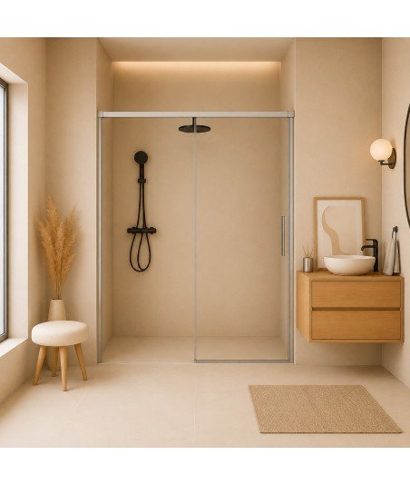 Mampara de ducha con fijo más una puerta corredera amortiguada Cool