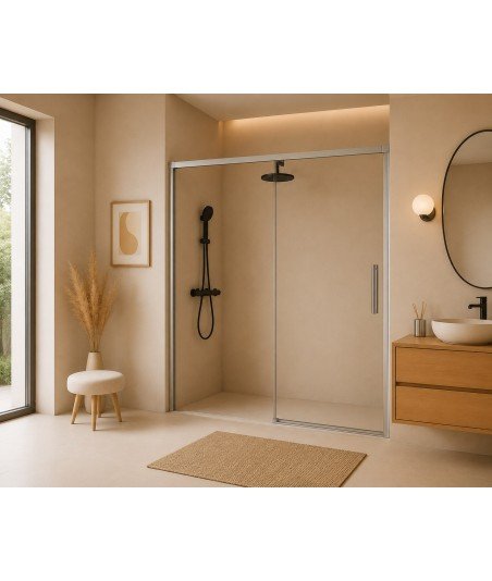 Mampara de ducha con fijo más una puerta corredera amortiguada Cool