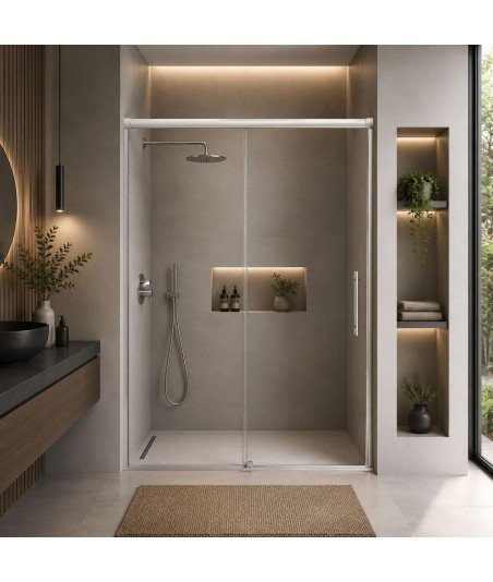 Mampara de ducha fijo más puerta corredera Urban