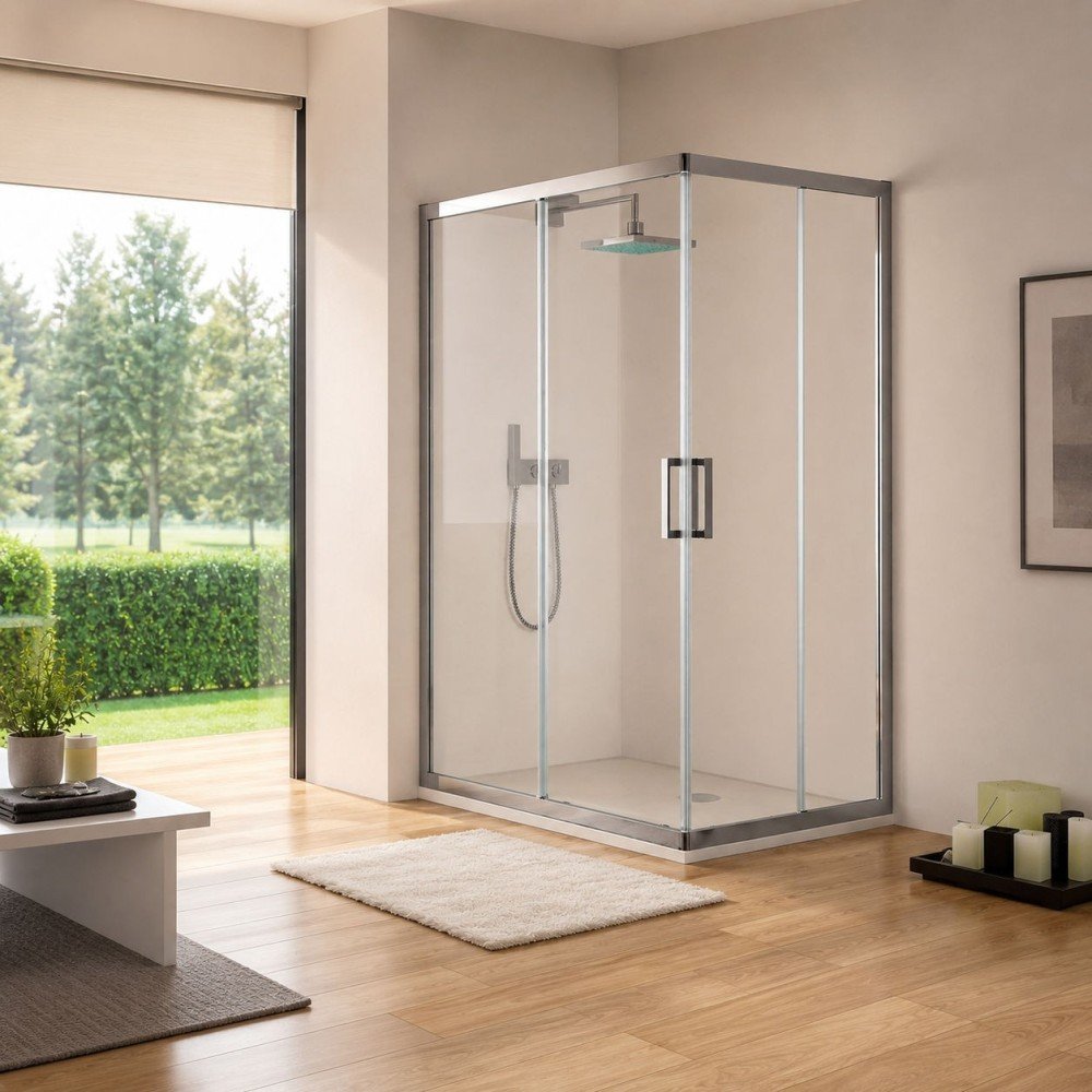 Mampara serie 300 de Kassamdra ® Angular corredera de vidrio templado