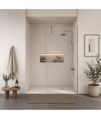 Mampara de ducha oro rosa fija de 8 mm Rimini