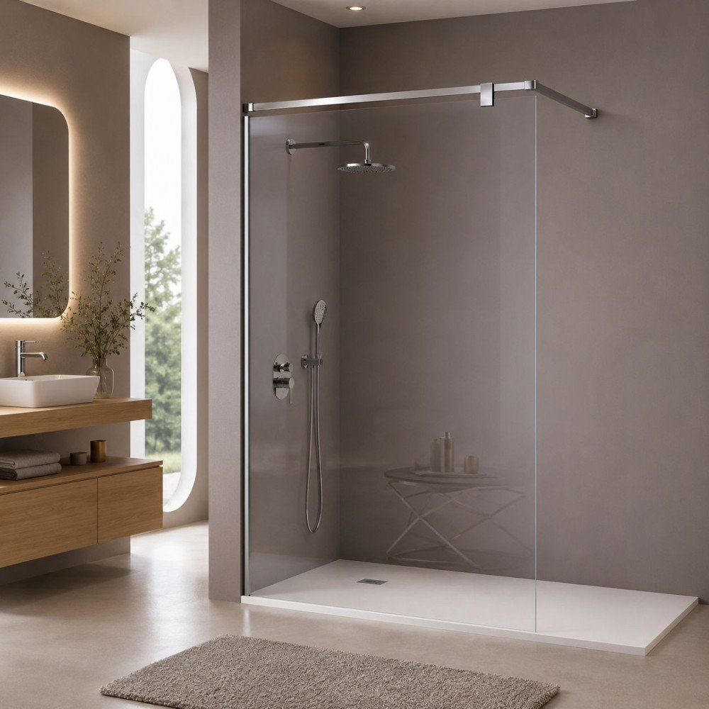 Mampara de baño fija fresh Salomón | Barra 90 grados inox brillo