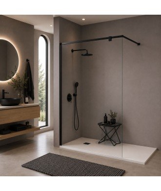 Mampara negra de baño fija fresh Salomón