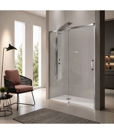 Mampara de ducha 1 fijo + 1 puerta corredera ✓ Glasé GS102