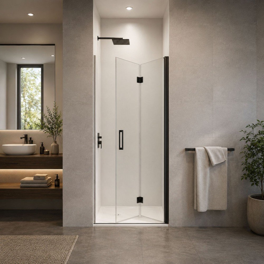 Mampara de ducha negra con 2 hojas plegables ➤ Glass Combi Black 1