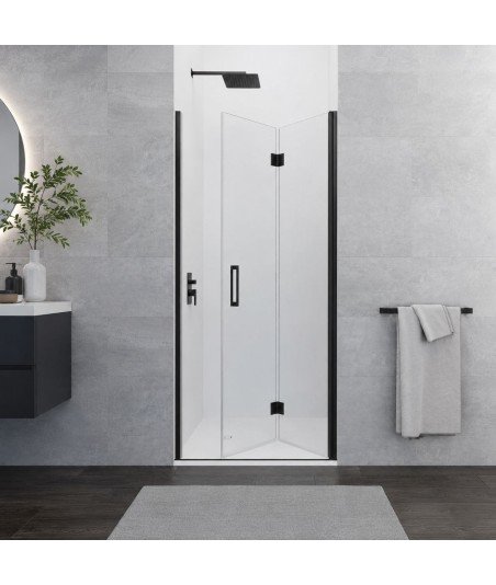 Mampara de ducha negra con 2 hojas plegables ➤ Glass Combi Black 2