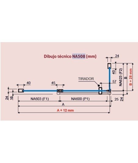 Mampara de ducha fija y abatible más lateral fijo ➤ Nardi N508