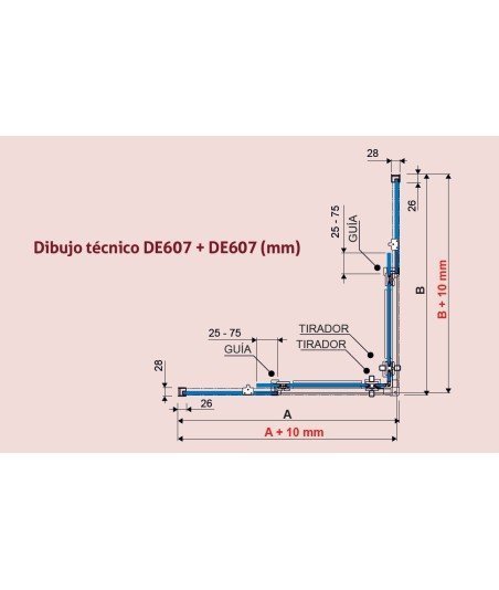 Mampara de ducha angular oro cepillado dos fijos y dos correderas Delta