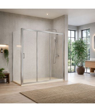 Mampara de ducha rectangular 2 fijos + 2 puertas correderas Diana