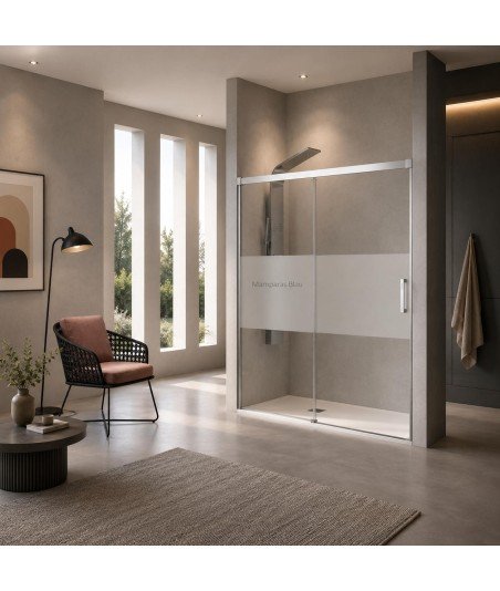 Mampara de ducha 1 fijo + 1 puerta corredera ✓ Glasé GS102