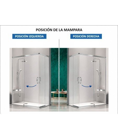 Mampara de ducha 2 fijos y dos correderas negra angular ® Glasé GS607