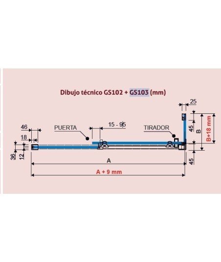 Mampara negra frontal fijo y corredera + lateral fijo ➤ Glasé GS103