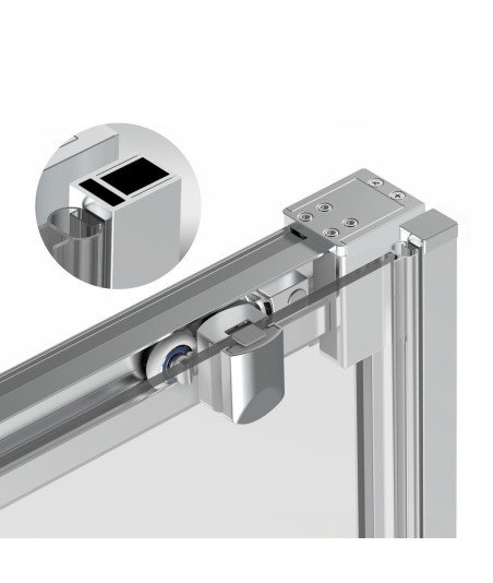 Mampara blanca rectangular con lateral fijo ® Glasé Kassandra GS103