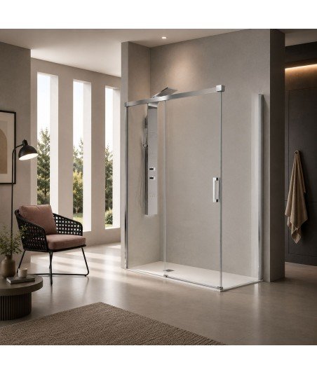 Mampara rectangular fijo y corredera más lateral fijo | Glasé GS103
