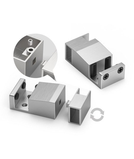 Mampara de ducha fijo más puerta corredera acero inox cepillado Babilon