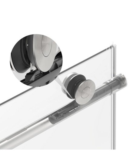 Mampara de ducha fijo más puerta corredera acero inox cepillado Babilon