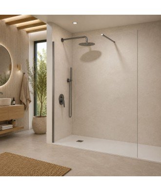 Mampara de ducha fija en gun metal de 8 mm screen SBX IMEX