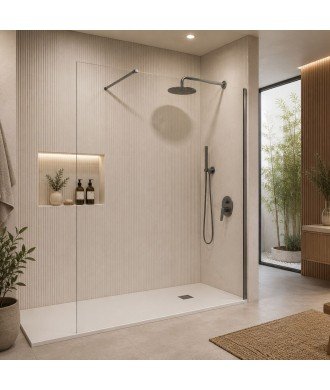 Mampara de ducha fija gun metal de 6 mm screen SBX IMEX