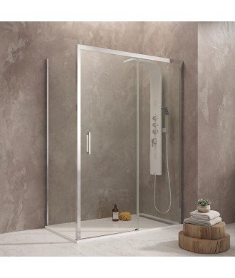 Mampara de ducha rectangular corredera + lateral fijo Aktual