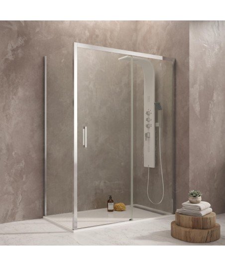 Mampara de ducha rectangular fijo + corredera + lateral fijo ✓ Aktual