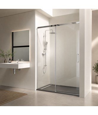 Mampara de ducha fijo más puerta corredera Treban