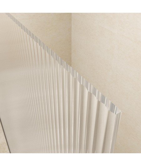 Mampara de ducha fija blanca vidrio acanalado screen Waves SBX IMEX
