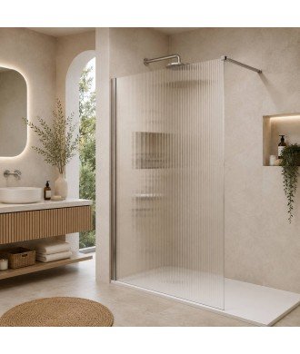 Mampara de ducha fija níquel cepillado vidrio acanalado screen Waves SBX IMEX