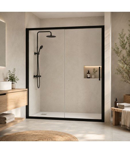Mampara de ducha Emma Top negro mate | Diseño moderno y elegante