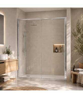 Mampara de ducha fijo más puerta corredera Emma top