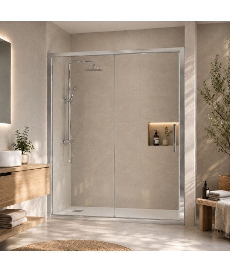 Mampara de ducha Emma Top plata brillo | Diseño moderno y elegante
