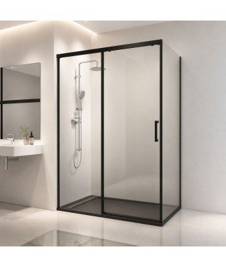 Mampara de ducha rectangular black corredera Treban