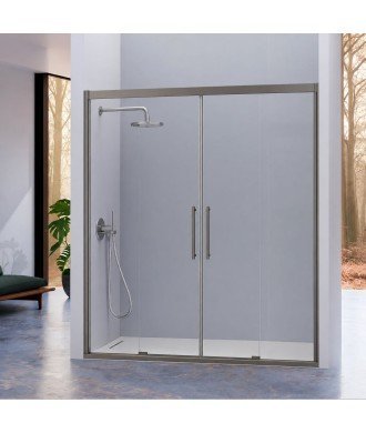 Mampara de ducha 2 fijos más 2 puertas correderas gun metal Urban