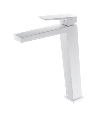Grifo blanco mate caño alto monomando de lavabo Art IMEX