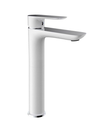 Grifo blanco mate caño alto de lavabo en Cassio