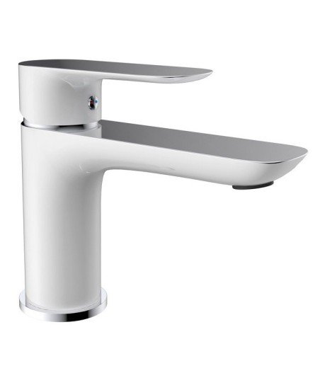 Grifo blanco y plata monomando de lavabo en Cassio