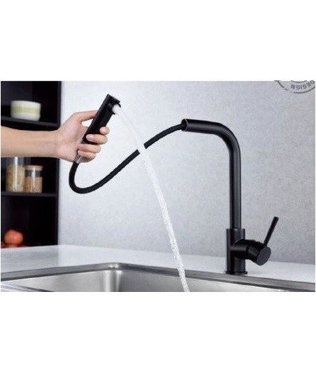 Grifo negro mate extraíble de cocina Malta IMEX - GCE006/NG