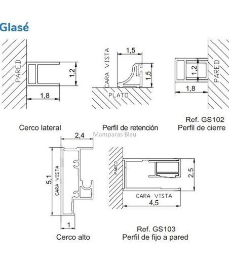 Mampara blanca rectangular con lateral fijo ® Glasé Kassandra GS103