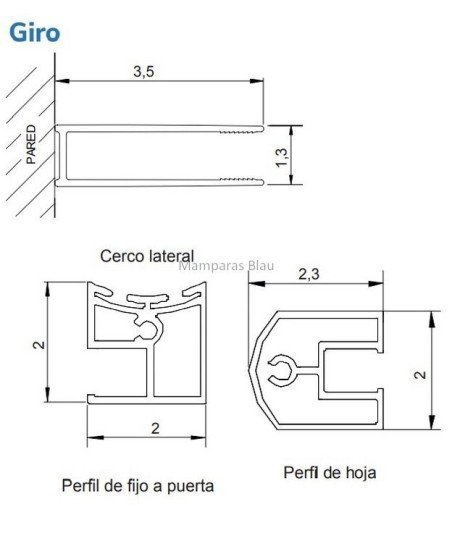Mampara de ducha 1 fijo más 1 abatible Giro ® GR524 de Kassandra