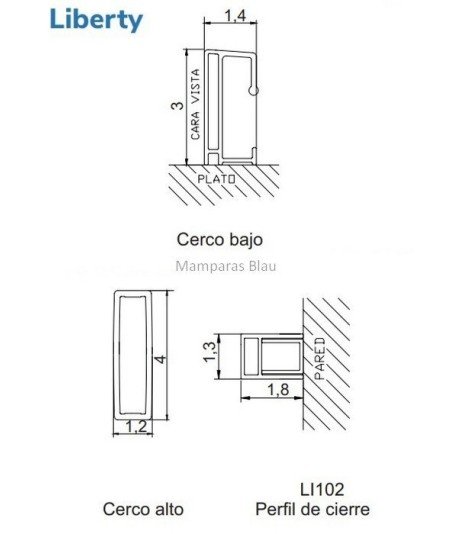 Mampara de ducha fijo y puerta corredera Liberty | acero inoxidable