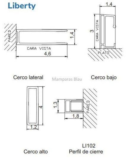 Rectangular de ducha Fijo + Puerta corredera Liberty Acer Inox