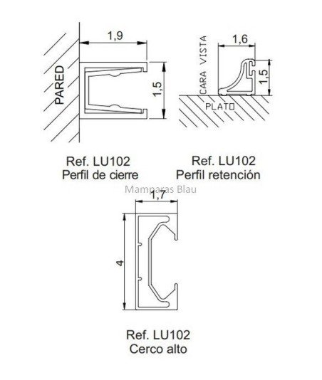 Mampara rectangular dos fijos y una corredera | Luna Kassandra