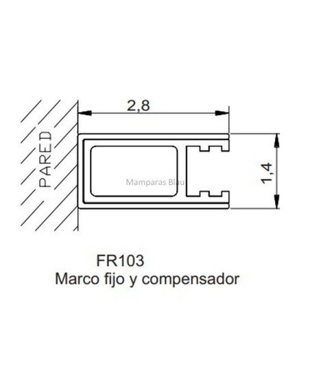 Mampara fija de ducha negra con cuadrados - FR103 Kassandra Blau